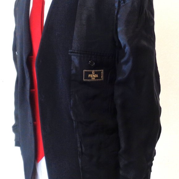 FENDI MEN NAVY BLUE SPORTS JACKET SIZE 37 R - Picture 9 of 12